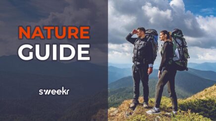 A nature guide at the top of a mountain